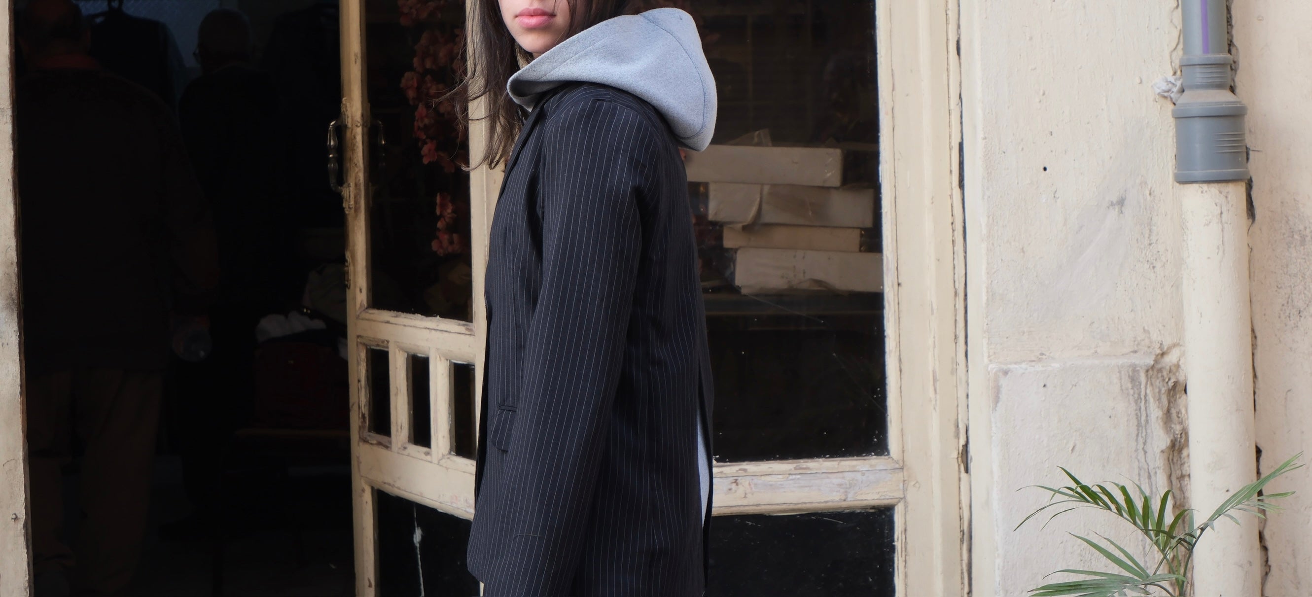 Split-Back Hooded Blazer